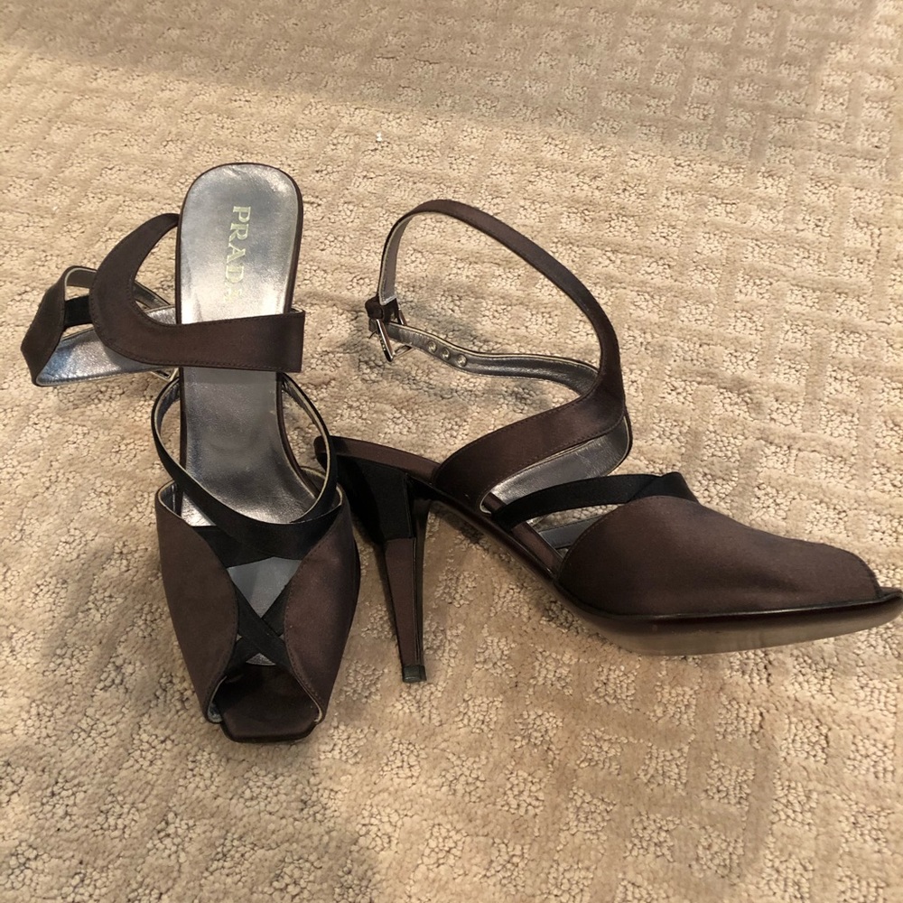 Prada satin high heel sandals